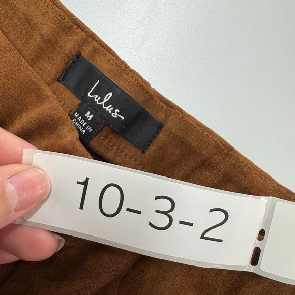 Lulus Pants Womens Medium Brown‎ Dear Friends Vegan Suede High Waisted Zip Ankle - Picture 4 of 9
